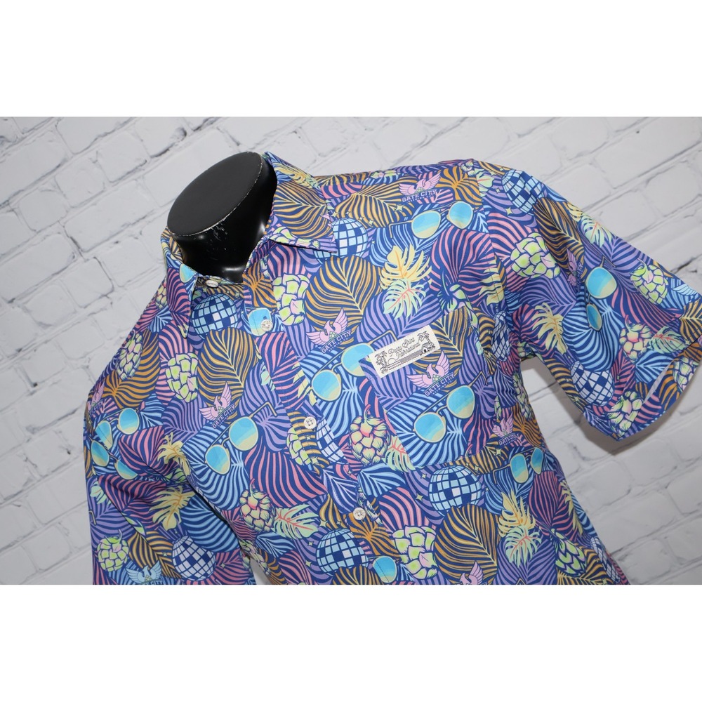 Party Shirt International Hawaiian Shirt Mens Large Gate City Brewing Tropical